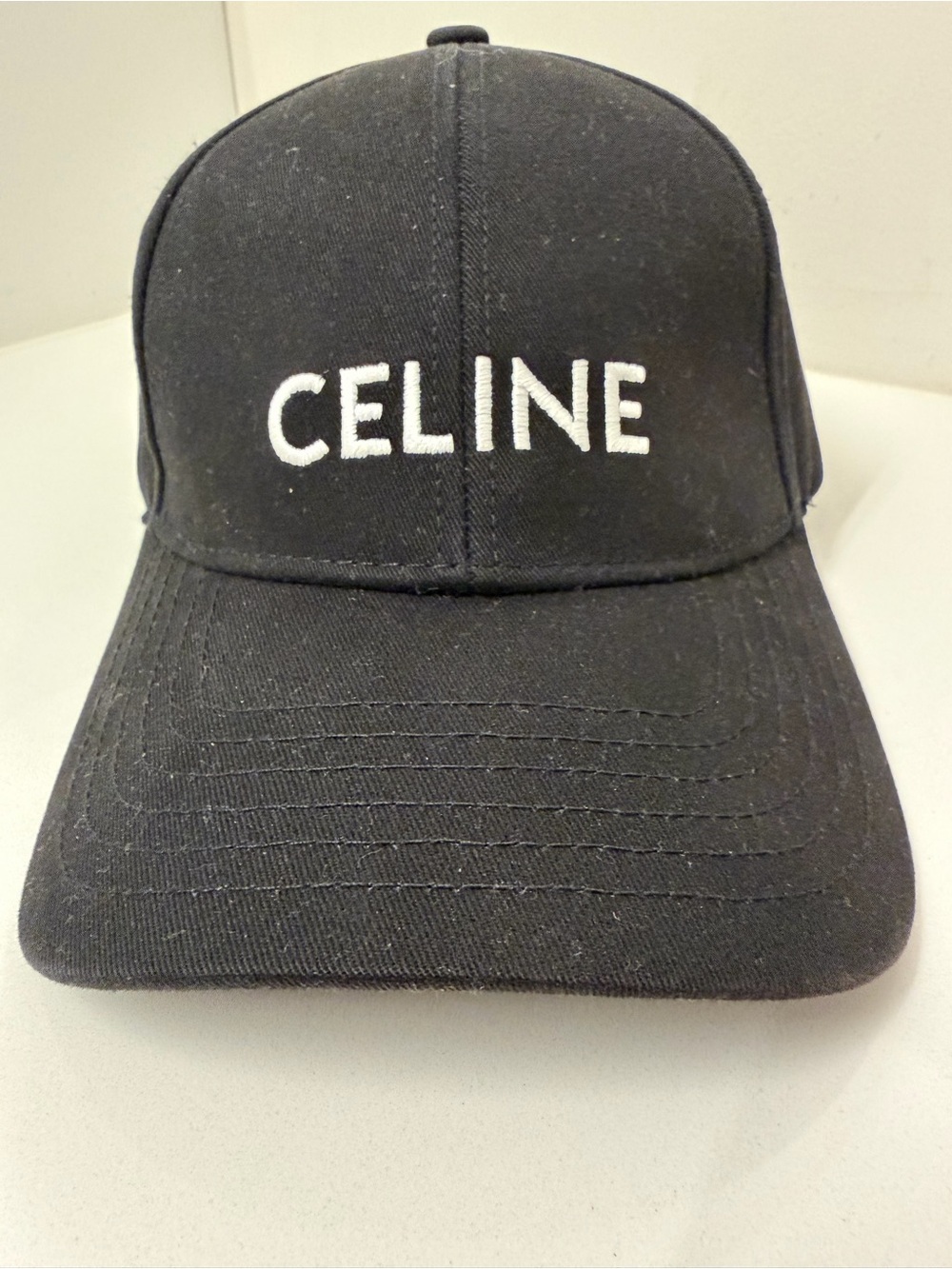 Celine Black Cap with White Embroidered Logo